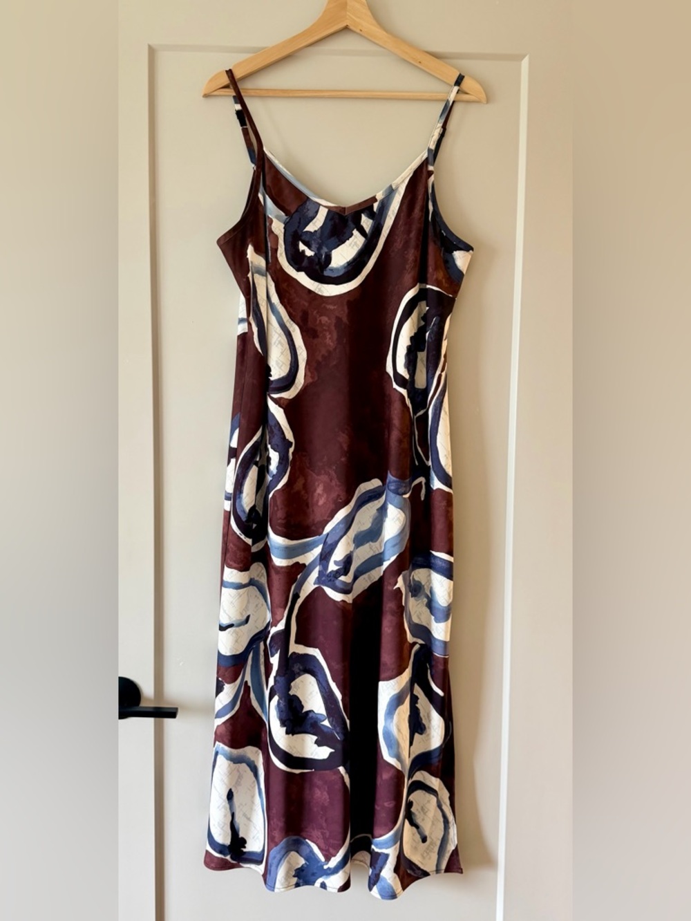 NIC+ZOE Watercolor Slip Dress Blue and Mauve Abstract Print Large